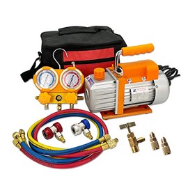 Z Zero Air Vacuum Pump HVAC R134a R12 R22 R410a Refrigeration Kit AC Manifold Gauge Kit Included Carrying Tote