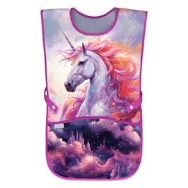 Baagl Children's Apron Girls Boys Cooking Apron Children Apron Painting Apron Craft Apron for Children (Royal Unicorn)
