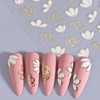 Kabwea 4 Glitter Nail Stickers with Three-Petal Design, Nail Stickers