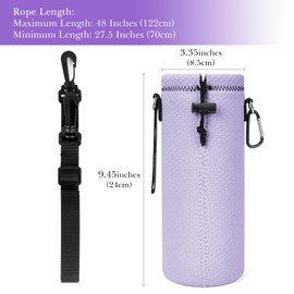 Linkidea Water Bottle Holder Strap Compatible with YETI Rambler Chug Cap/TripleHaul Cap 36oz, Yonder 1.5L/50oz, Insulated Neoprene Water Bottle Sling Carrier Bag with Wrist Strap, Light Purple