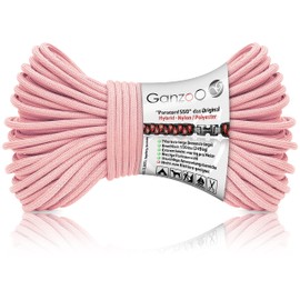 Ganzoo Paracord 550 Rope Pink 4 mm, Type 3, Nylon Polyester, Hybrid, Bracelet, Dog Lead, Dog Collar, Approx. 250 kg Breaking Load, Outdoor Rope, Camping Cord, All-Purpose Rope, 30 Metres