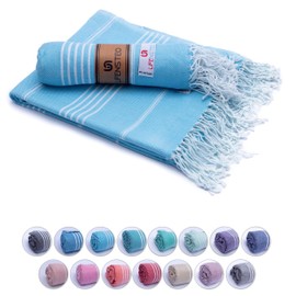 LIFENSTEO Turkish Beach Towel - 40x71 inch Oversized Sand Resistant Prewashed Turkish Towel - 100% Turkish Cotton Quick Drying, Compact, Lightweight Turkish Towel for Beach, Bath, Pool, Gym, Yoga