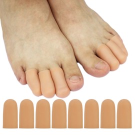 Gel Toe Protectors for Men & Women, 8 Pack Big Toe Caps, Toe Covers, Toe Guards, Cushions and Protects to Provide Relief from Missing Calluses or Ingrown Toenails, Blisters, Hammer Toes (Small)
