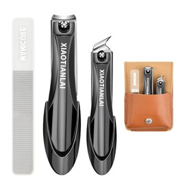 Dokeno Nail Clippers Set for Fingers and Toenails, Stainless Steel Manicure Set with Leather Case, Large Nail Clippers, Oblique Nail Clippers, Nail File, Nail Clippers for Men and Women, Seniors Thick
