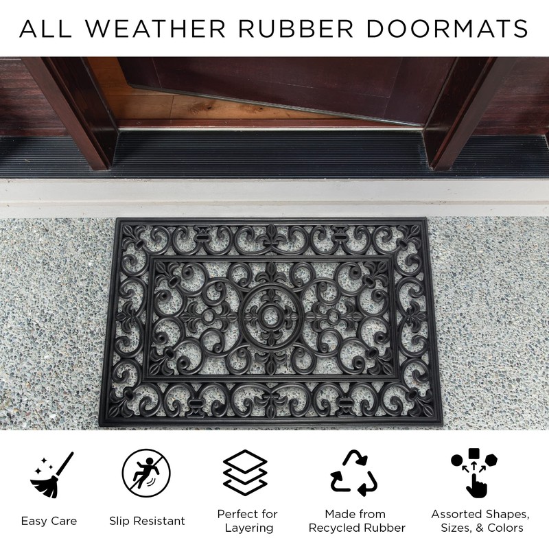 DII Rubber Doormats Collection All Weather, 18x30, Gold Double Ring