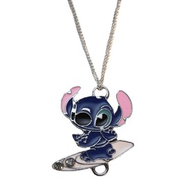 Lilo and Stitch Surfing Pendant Necklace with 20" Chain
