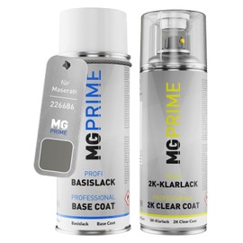 MG PRIME Autolack 2K Spraydosen Set für Maserati 226686 Grigio Nuvolari Metallic Basislack 2 Komponenten Klarlack Sprühdose