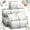 Fourluoo 12 Pack Fall Floral Facial Tissues Cube Boxes 600