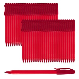 Glamza Ballpoint Pens 0.7mm Red Ink Retractable Writing Pens Multipack Bulk x50 (Model IJ100)