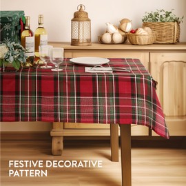 JEMIDI Tablecloth 110 x 140 cm Checked - Garden Tablecloth Tartan Pattern Washable - Outdoor Camping Tablecloth - Red Tablecloth for Christmas - Red Green White Checked