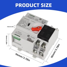CNAODUN Automatic Transfer Switch ATS 2P 100A 230V Dual Power Electrical Selector Switch Din Rail Type Millisecond Switching