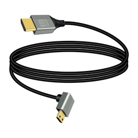 RIIEYOCA 8K Mini HDMI to HDMI 2.1 Adapter Cable, 90 Degree Down Angle Compatible with Laptop, TV, Camcorder (1M/3.3FT)