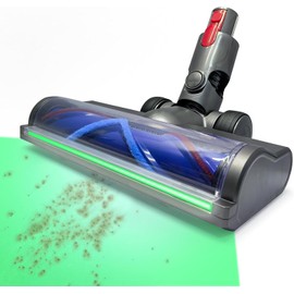 Upgrade Full-Area LED Green Light Direct Drive Brush Head for Dyson V7, V8, Cyclone V10, V11, V15 Cordless Vacuum Cleaners-Suitable for Carpets,Rugs,Hardwood Floor & Hidden Dirt
