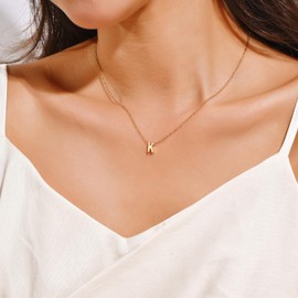 JUTOLOKA Mothers Day Gift Initial Necklace for Women | 18K Gold Silver Plated A-Z Initial Necklaces | Dainty Cute Trendy Pendant | Tiny letter necklace (K, Gold)