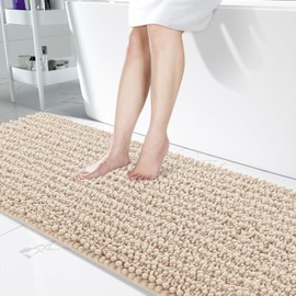 Yimobra Large Size Chenille Bathroom Runner Rugs, 70 x 24 Inches, Soft, Long Large Bath Mats, Super Absorbent, Non-Slip, Machine Washable, Carpets for Home, Nursery, Bed and Living Room, Light Brown