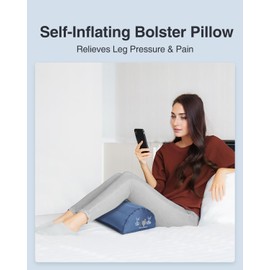 Luxtude Inflatable Bolster Pillow for Legs, Half Moon Pillow Under Knee Pillow for Back Sleeping, Leg Pillows for Side Sleeping, Leg Elevation Pillows for Knee Support, Lumbar, Ankle or Foot