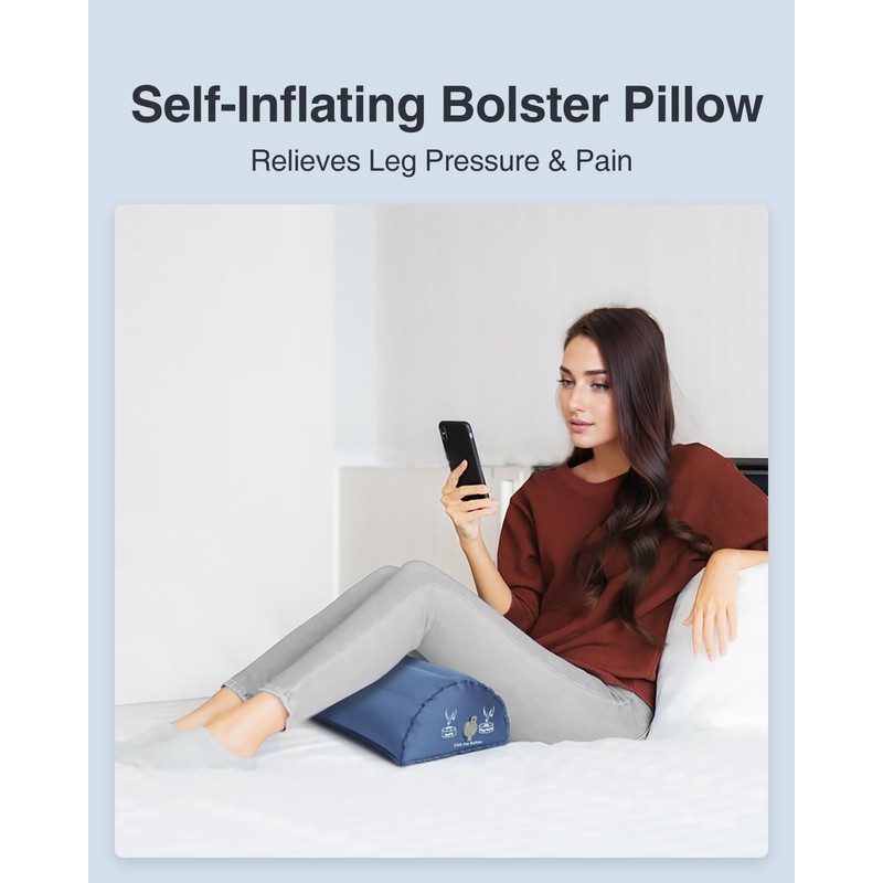 Luxtude Inflatable Bolster Pillow for Legs, Half Moon Pillow Under