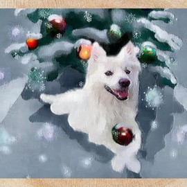 CafePress American Eskimo Dog Christmas Rustic Wood Ornament, 2.75"x2.5"