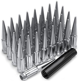White Knight 3809XL-33AM Chrome M14x1.50 1-Pc Spline Spike Lug Nut Set with Extra Spline Spike, 33 Pack