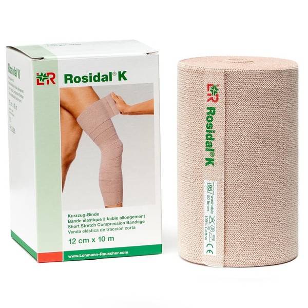 Lohmann & Rauscher Rosidal K Short Stretch Compression Bandage, For Use In The Management of Acute & Chronic Lymphedema, Edema, & Venous Insufficiency, 4.72" x 11 Yards (12cm x 10m), 1 Roll