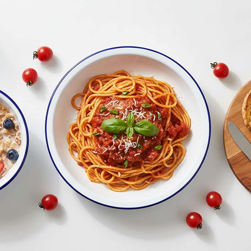 Dicunoy Set of 5 Enamel Plates, 9.5" Unbreakable Enamelware Dinner