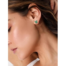 FindChic Sterling Silver Butterfly Earrings for Women May Birthstone Bling Simulated Emerald Hypoallergenic Tiny Stud Earrings Gift for Her