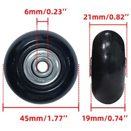 Rhinenet Replacement Luggage Suitcase Wheels OD 45mm Repair Kit Parts Axles Rubber Metal 360 Spinner Swivel Caster Bearings Tools Wear-Resistant Mute Flexible Durable Set of 2 Wheels 45mm x 19mm x 6mm