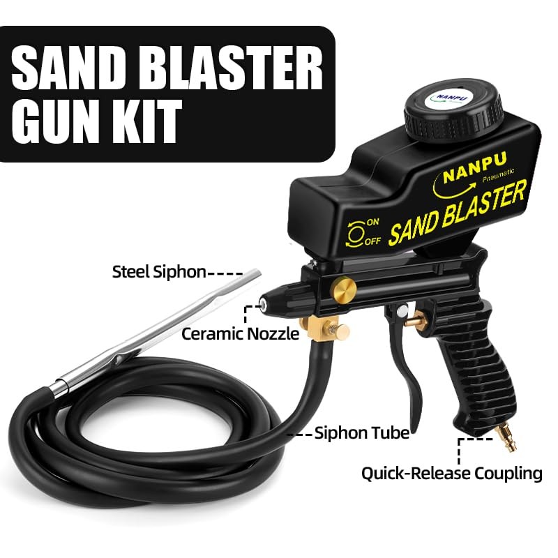 NANPU Air Sand Blaster Gun with Siphon & Gravity Feed