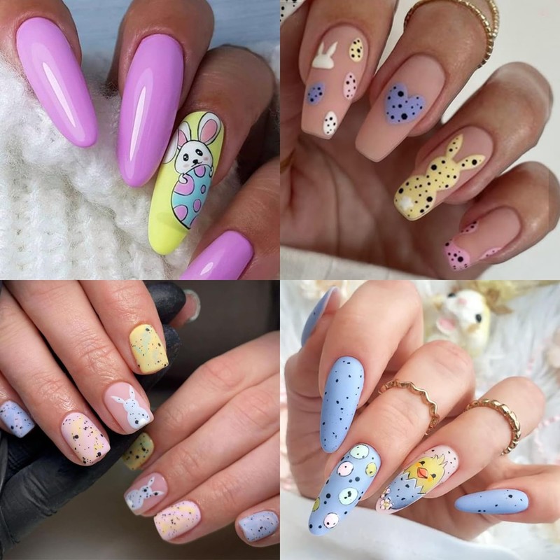 IDDFEVE Easter Nail Art Stickers - Bunny Eggs Chick Self-Adhesive
