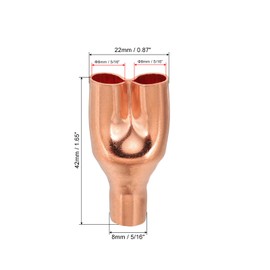 PATIKIL 5/16" x 5/16" x 5/16" ID Tee Tee Y Type Copper Fitting, 4 Pcs Welding Joint Split Union Intersection for HVAC, Air Conditioning Refrigeration System