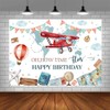 AIBIIN 7x5ft Time Flies Birthday Decoration Backdrop Airplane Birthday Backdrop