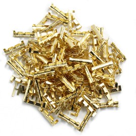 YFFSFDC Straight Terminal Set Easy Connect Wire Processing Crimp Terminals for DIY Car Appliance Socket (100 Gold)