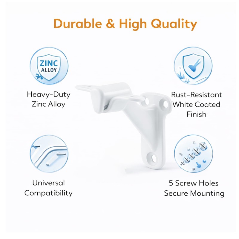1 Pack Handrail Bracket, 3 Inch White Heavy Duty Stair