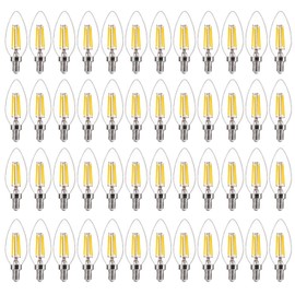 FLSNT 48 Pack Dimmable LED Candelabra Bulbs, 40W Equivalent LED Chandelier Light Bulbs, E12 Base, 5000K Daylight UL,CA65 Listed.