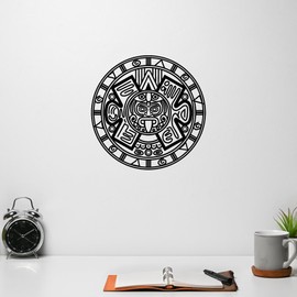 Vinyl Wall Decal Aztec Mayan Ancient Calendar Amulet Stickers Large Decor (1448ig) Grey