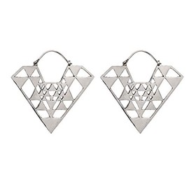 81stgeneration Women's Silver Tone Brass Geometric Egyptian Style Triangle Pyramid Dangle Earrings