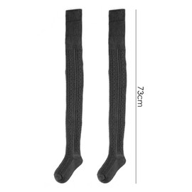 FDGGT 1 Pair Extended Thigh Socks, Stockings, Retro Knitted Socks, Student Knitted Socks, Simple Warm Knitted Socks, black