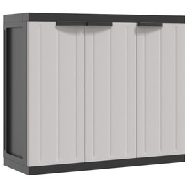 vidaXL Outdoor Storage Cabinet - Gray and Black 38.2"x14.6"x33.5" PP - Lockable Garden Utility Cupboard with Adjustable Shelves for Patios and Balconies