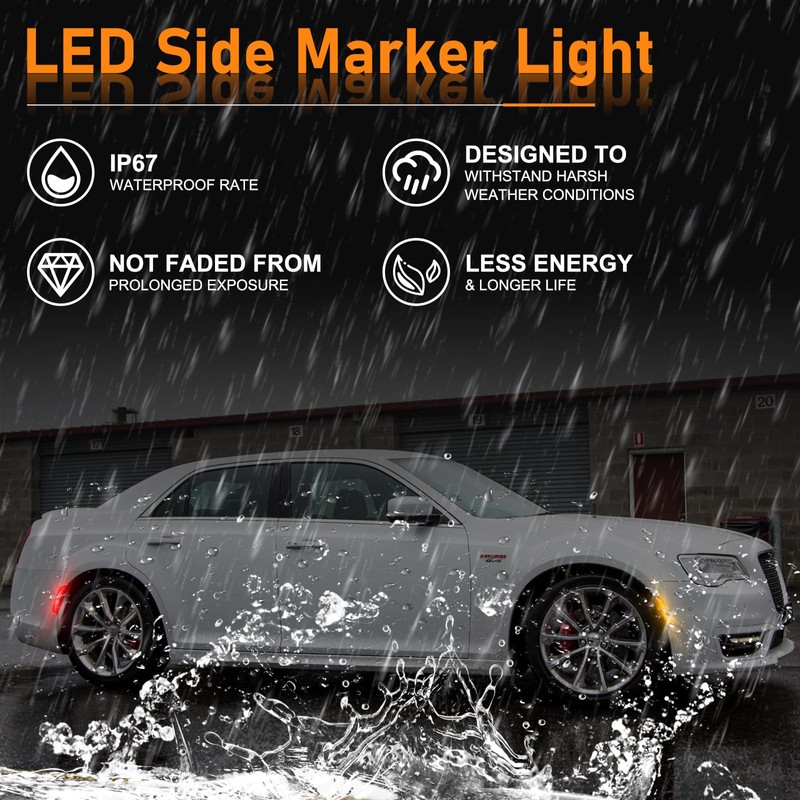 POPMOTORZ Full LED Front Rear Side Marker Lights Kits 4