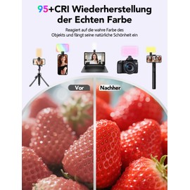CIYYFVA RGB 138 LED Videolicht, Tragbares 2700-6500K Handy Licht, Wiederaufladbar 1800mAh CRI95+ Selfie Licht für Telefon,Laptop, TikTok, YouTube, Streaming, Vlog