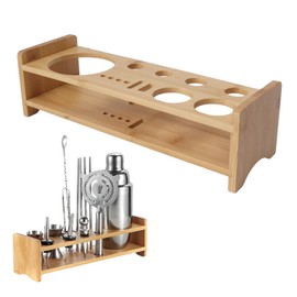 VIFERR Bartender Kit Stand Wooden Portable Cocktail Shaker Set Display Holder for Home Bar Party Storage
