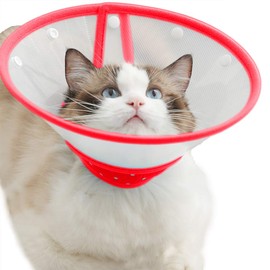 Cat Cone Dog Cone Collar Soft Dotted Recovery Collar After Surgery for Cats Kitten Puppy Small Dogs Pets Animals (S, Red)