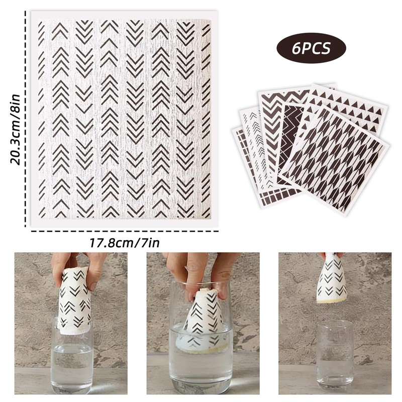 6 PCS Swedish Dishcloth - Reusable Cellulose Wooden Fiber Kitchen