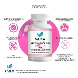 Inositol Capsulas 401  Myo Y D-chiro Inositol 100 Puro Premium En Cpsulas  Suplemento Alimenticio  Myo Inositol  D-chiro Inositol  Vitaminas Mujer... 