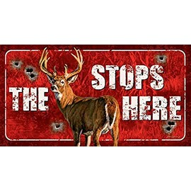 Desperate Enterprises The Buck Stops Here Tin Sign, 16"W x 8.5"H