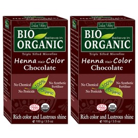 Indus Valley Bio Organic Natural Henna Hair Color (Chocolate 100gm Pack of 2) | Herbal Hair Colour, 100% Gray Hair Coverage And Long Lasting Hair Dye | Vegan and Cruelty-Free