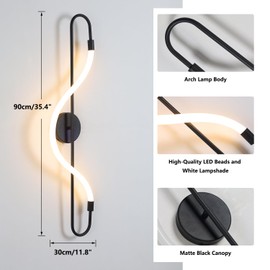 KCO Lighting LED Sconces Wall Lighting Indoor Black Linear Wall Sconce Light Mid Century Hardwire Wall Sconce Farmhouse Long Wall Light Modern LED Vanity Lights for Bathroom Bedroom Hallway