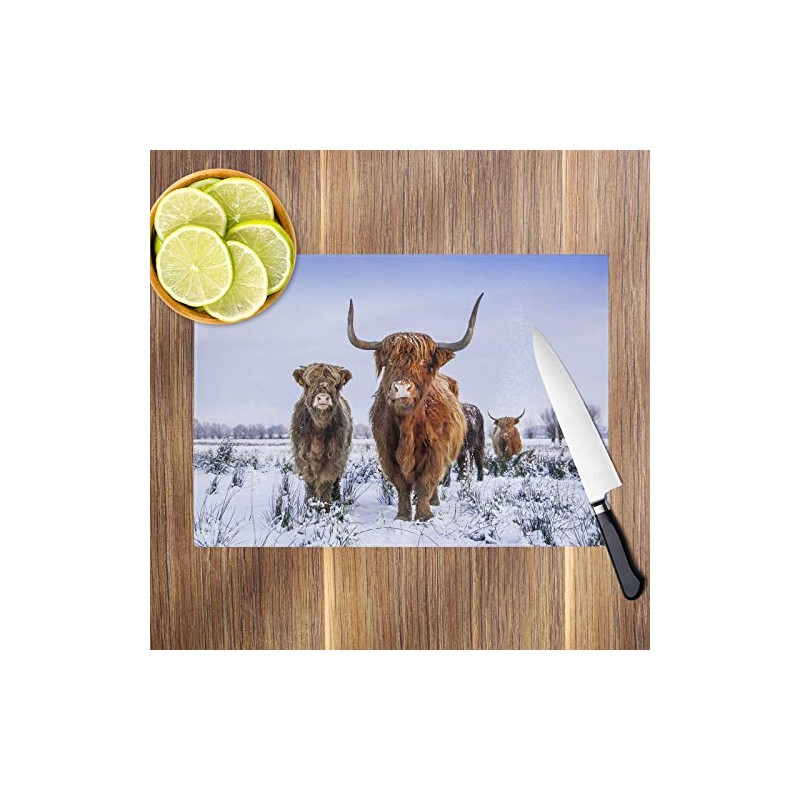 Whats On Your Wall.com Brown Snow White Blue Cow Glass