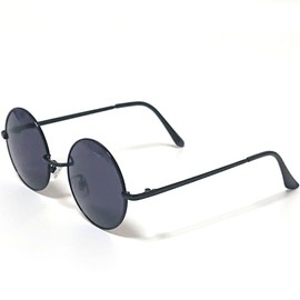 Bliss Leather Round Sunglasses, Colored Lens, Unisex, Colored Round, Lightweight, Fatigue Resistant, Eye Friendly, black/smoke