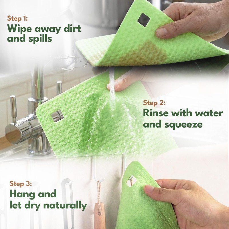 AIRNEX 5 Pack Swedish Dishcloths for Kitchen - Eco-Concious Reusable